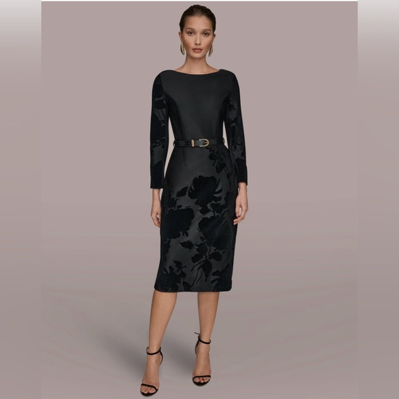 Donna Karan Dresses & Skirts - NWT Donna Karan New York Embossed Boat Neck Dress, size 10, Black
